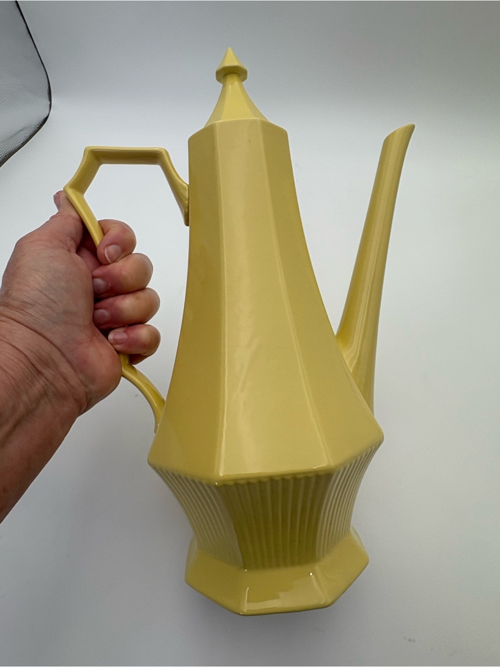 Vintage Ironstone Yellow Ceramic Coffee Pot Pitcher